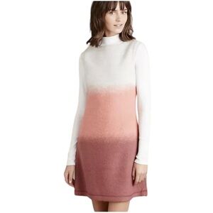 Anthropologie Hoss Intropia Sienna Ombré Wool Dress Pink White Lined Small